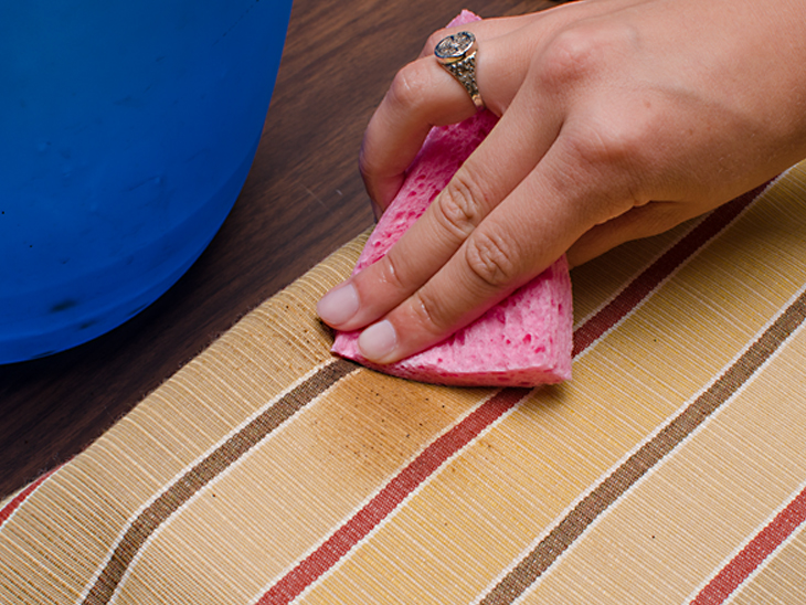 Spot clean spills and stains off Sunbrella fabric